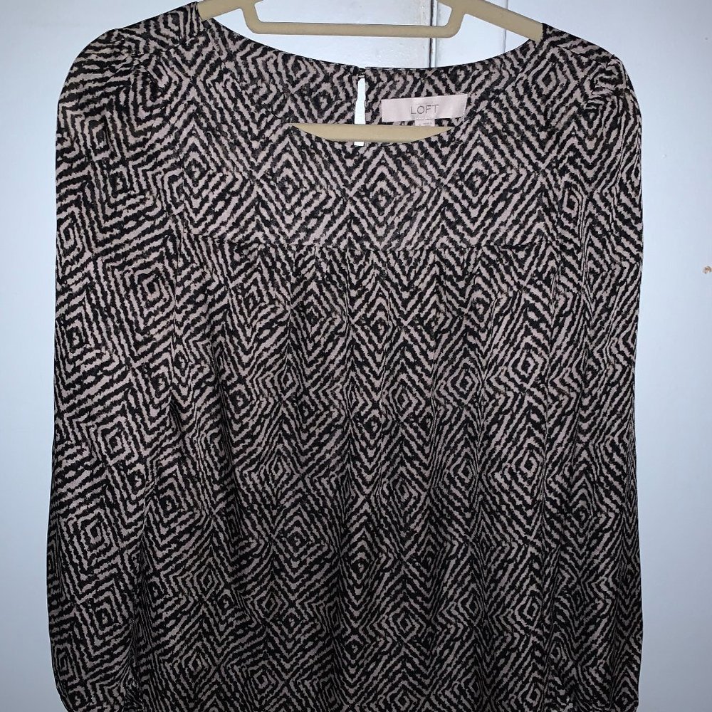 BNWOT $59.50 LOFT Batik Print Scoop Neck Blouse
